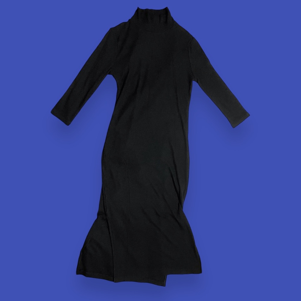 Banana Republic Black Mock Neck Midi Dress